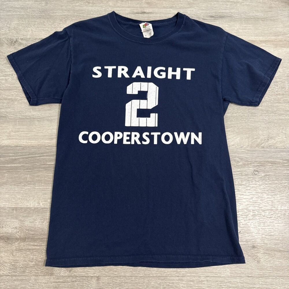 Derek Jeter Shirt New York Yankees Straight 2 Cooperstown Men's Blue Tee Small